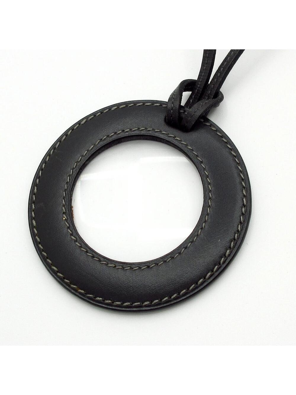 Hermes Dark Gray Leather Necklace #358439H73B